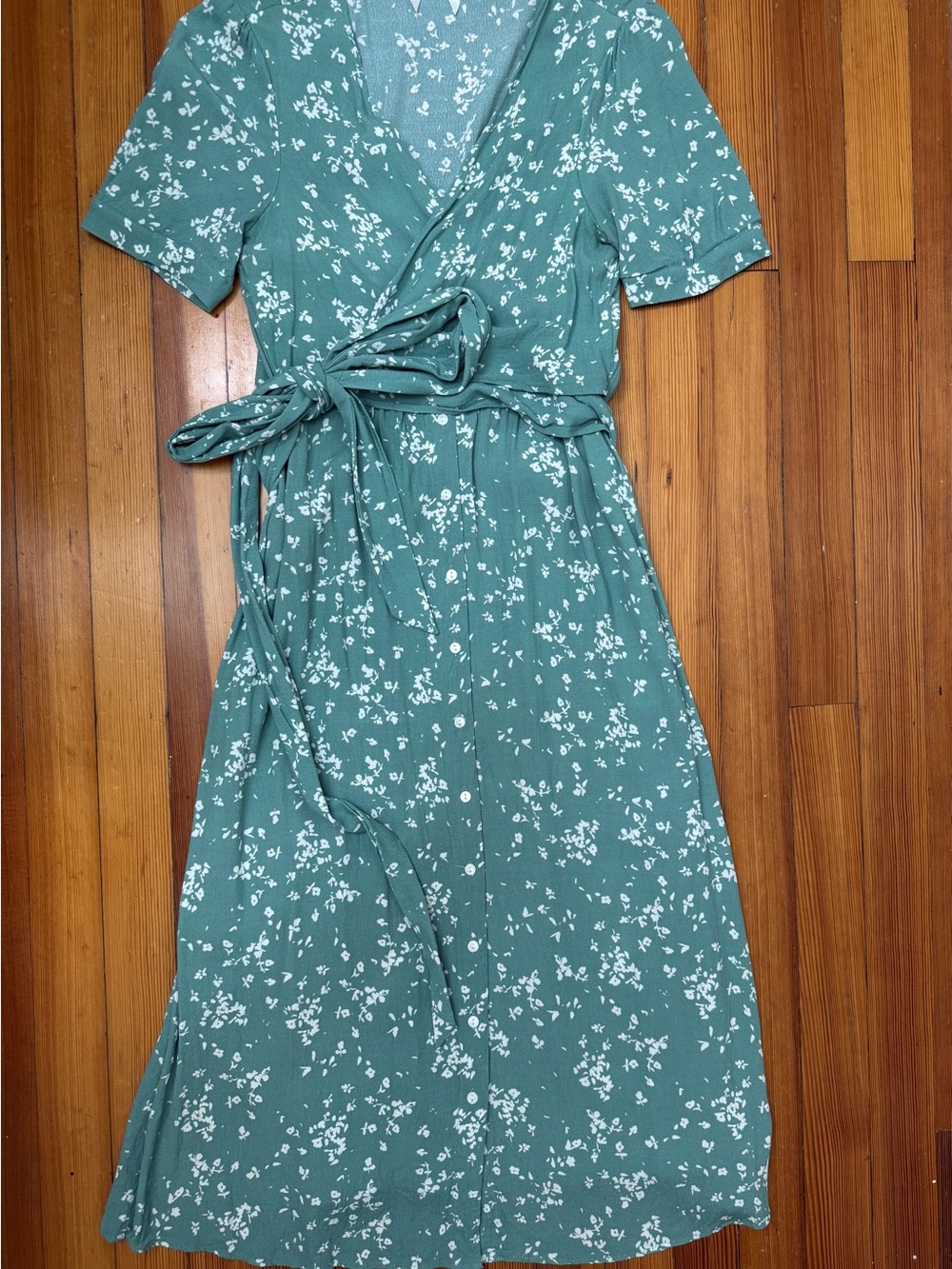 Seraphine Maternity/Nursing Floral Wrap Midi Dress in Sage Green